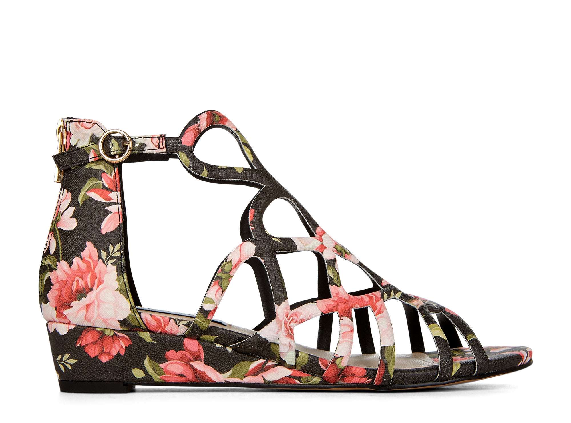 Yellow Shoes | Womens-Sandals-Casual-Low Wedge/Ankle strap | Addiction Floral |