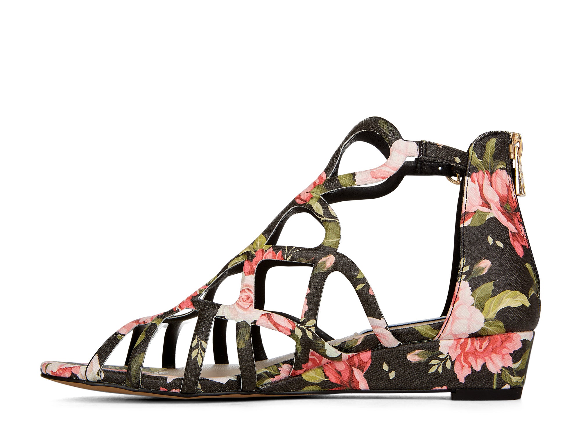 Yellow Shoes | Womens-Sandals-Casual-Low Wedge/Ankle strap | Addiction Floral |