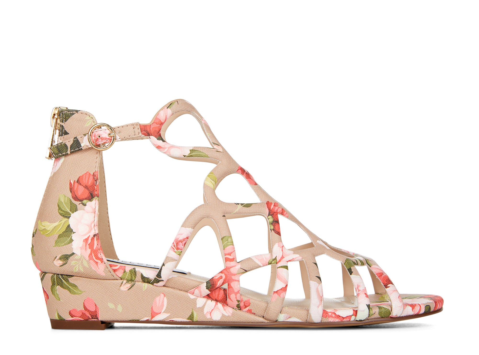 Yellow Shoes | Womens-Sandals-Casual-Low Wedge/Ankle strap | Addiction Floral |