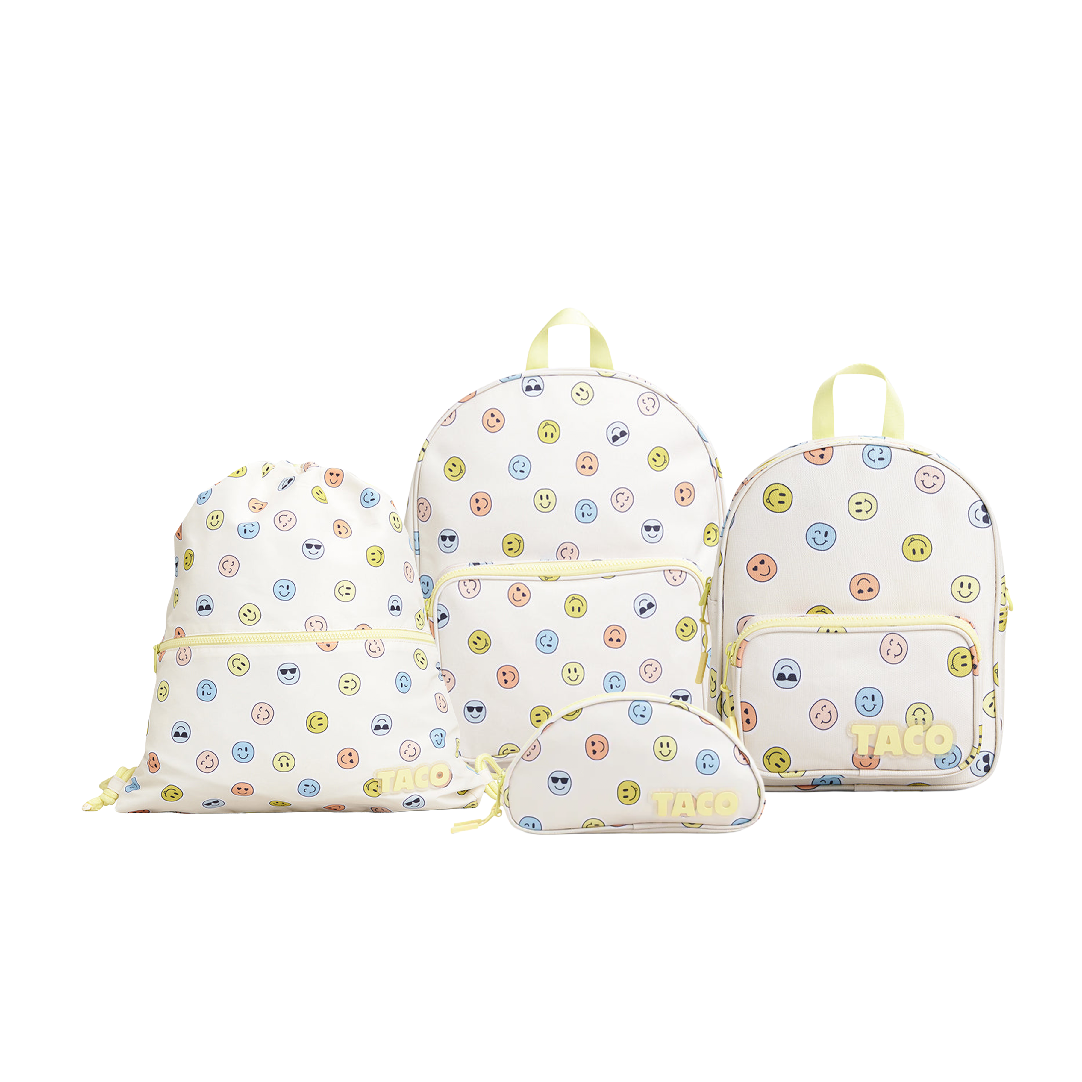 Yellow Shoes | Kids Backpacks | Accessories | Ensemble de la rentrée Taco Imprimé Smiley |