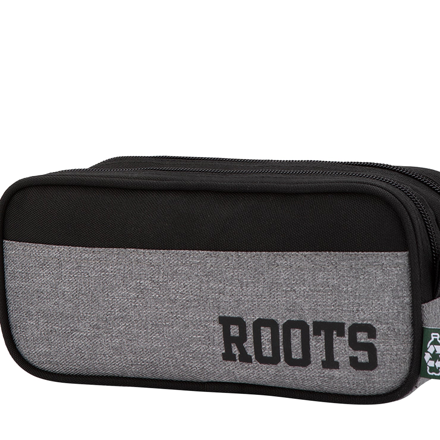 116984-05-ROOTS_GRIS_ETUI_A_CRAYONS_2_COMPARTIMENTS-01-2600800032-ROOTS GREY 2 COMPARTMENTS PENCIL CASE-Kids Pencil Cases | Accessories-Roots-Yellow Shoes