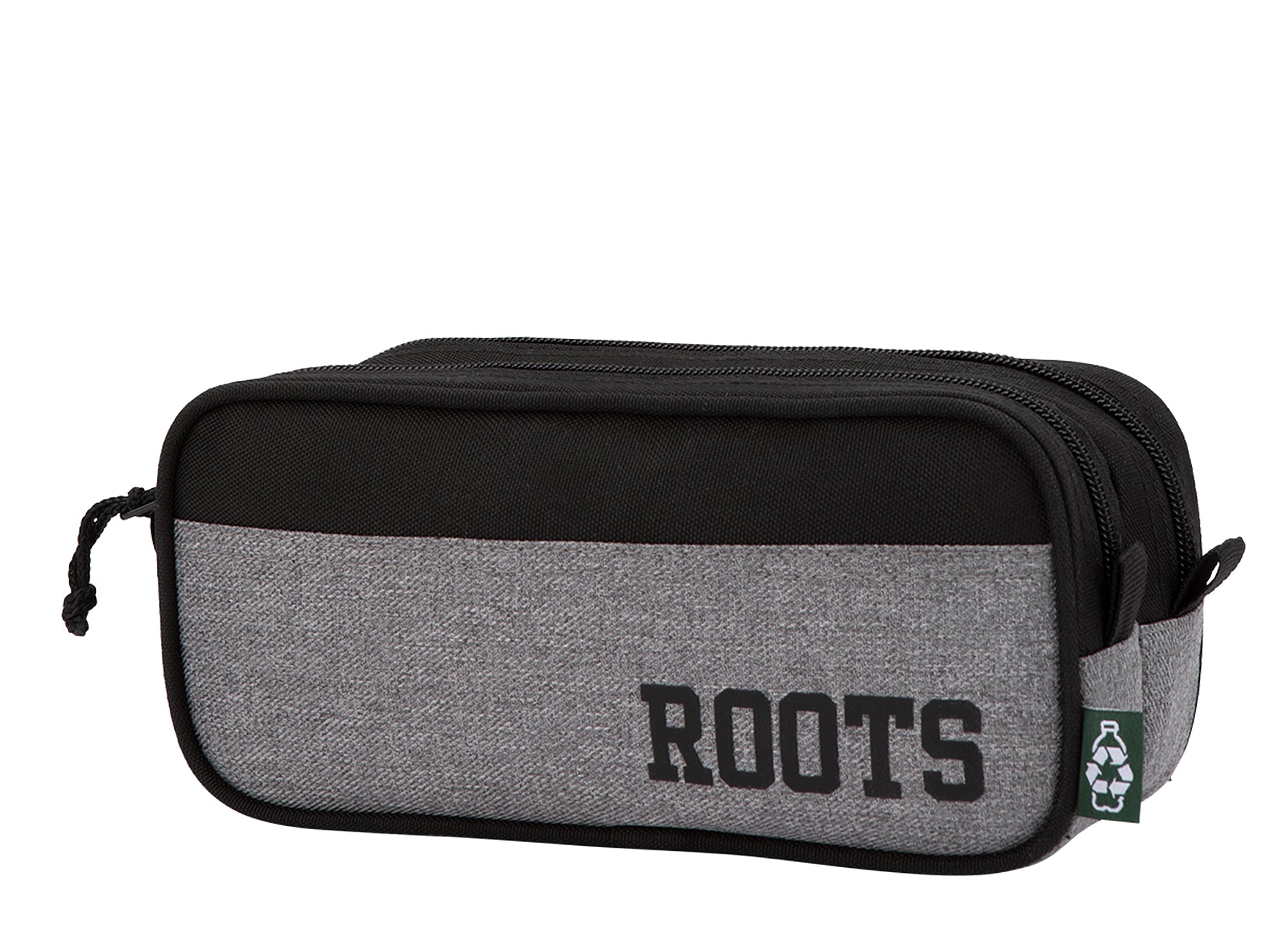 116984-05-ROOTS_GRIS_ETUI_A_CRAYONS_2_COMPARTIMENTS-01-2600800032-ROOTS GREY 2 COMPARTMENTS PENCIL CASE-Kids Pencil Cases | Accessories-Roots-Yellow Shoes