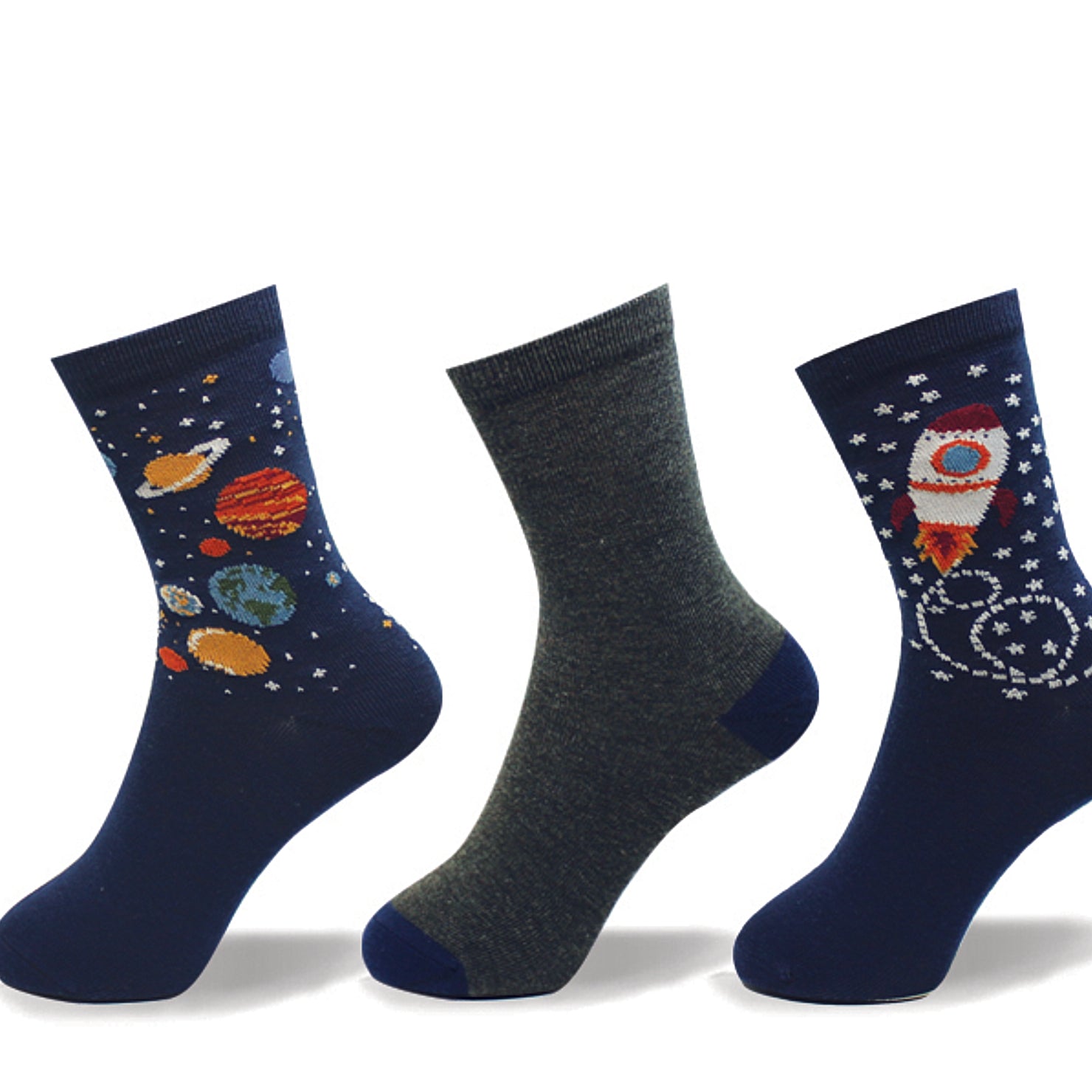 117145-00-POINTZERO3PAIRESDEBASPOURENFANTSTAILLE811SPACESHIP-2619300032-POINT ZERO - 3 Pairs of socks for kids SIZE 8-11-Kids Socks | Accessories-Point Zero-Yellow Shoes