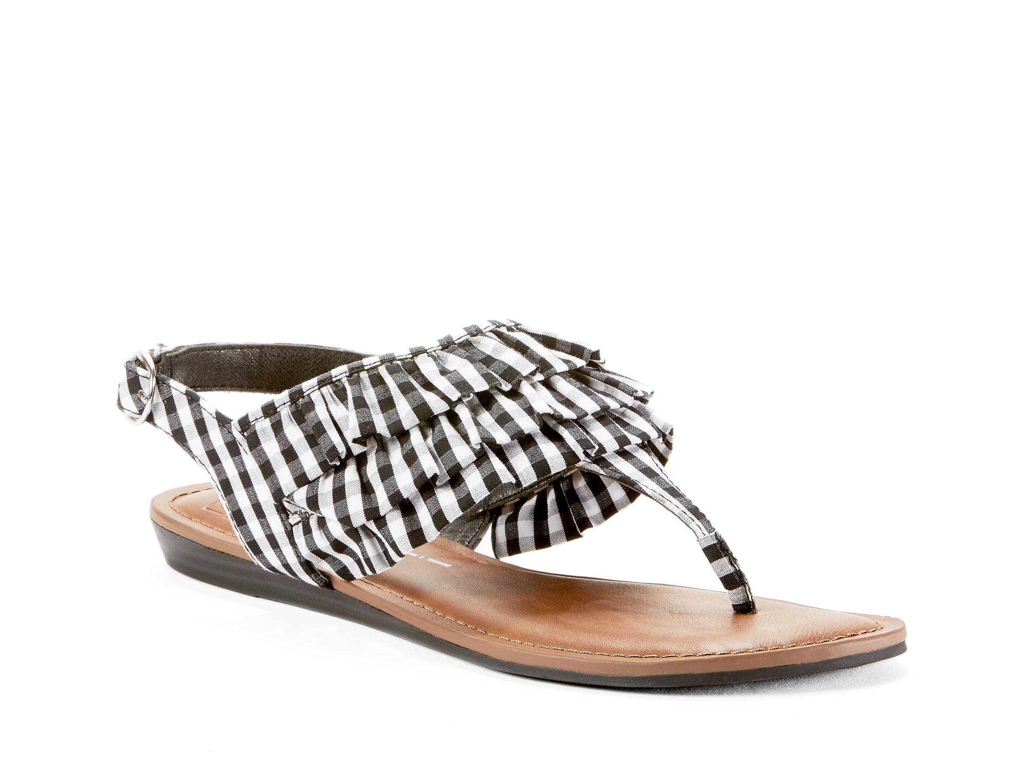 Yellow Shoes | Womens-Sandals-Casual-Low Wedge/Ankle strap | Frills | 