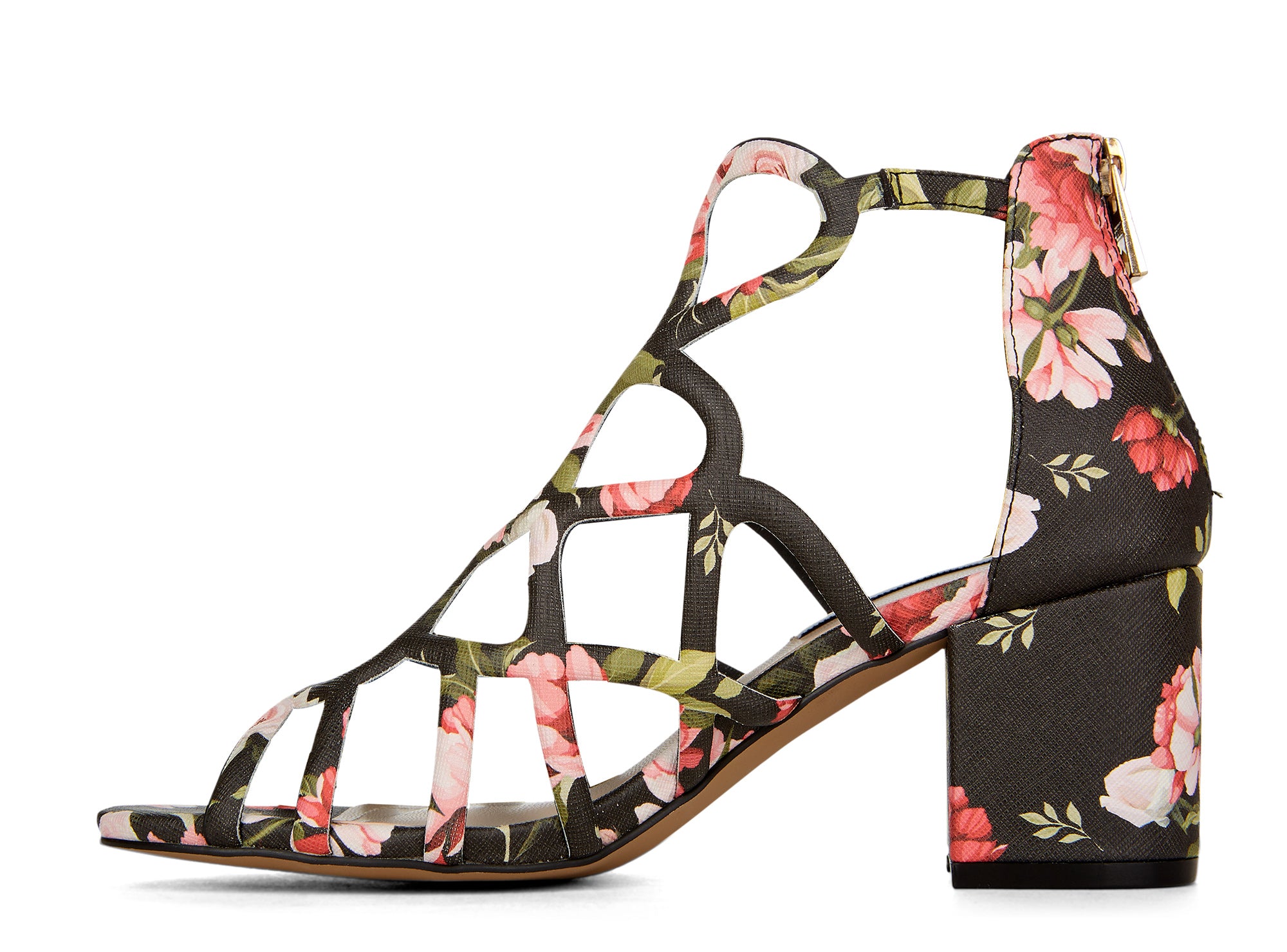Yellow Shoes | Womens-Sandals-Dress-Med Heel/Gladiator | Saintly Floral | 