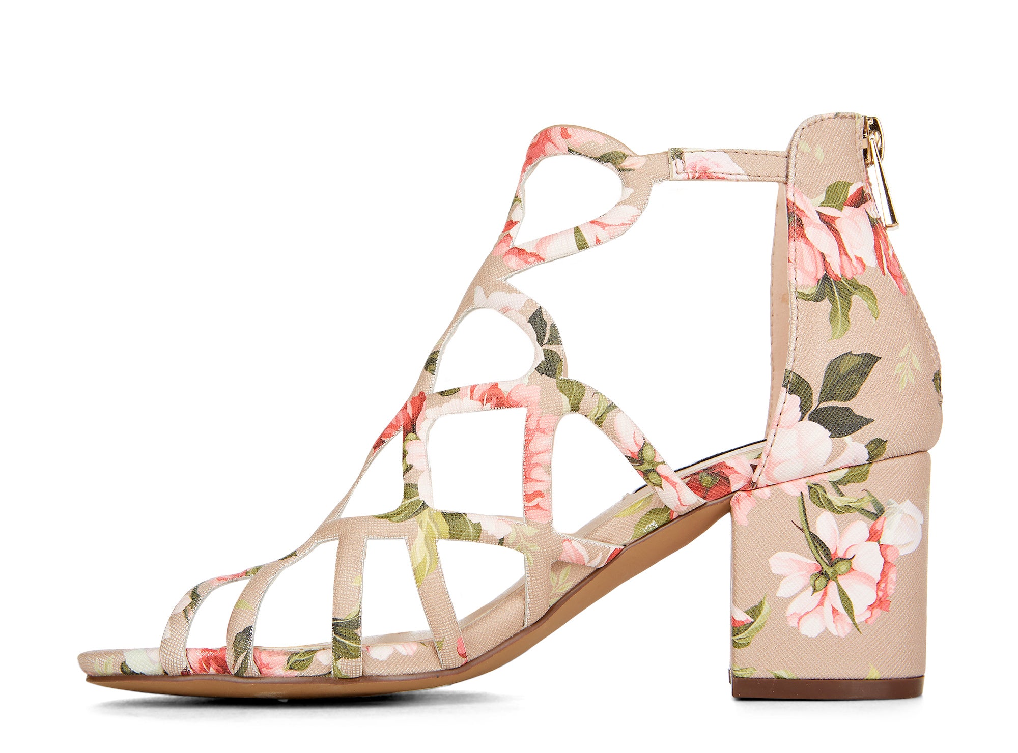 Yellow Shoes | Womens-Sandals-Dress-Med Heel/Gladiator | Saintly Floral | 