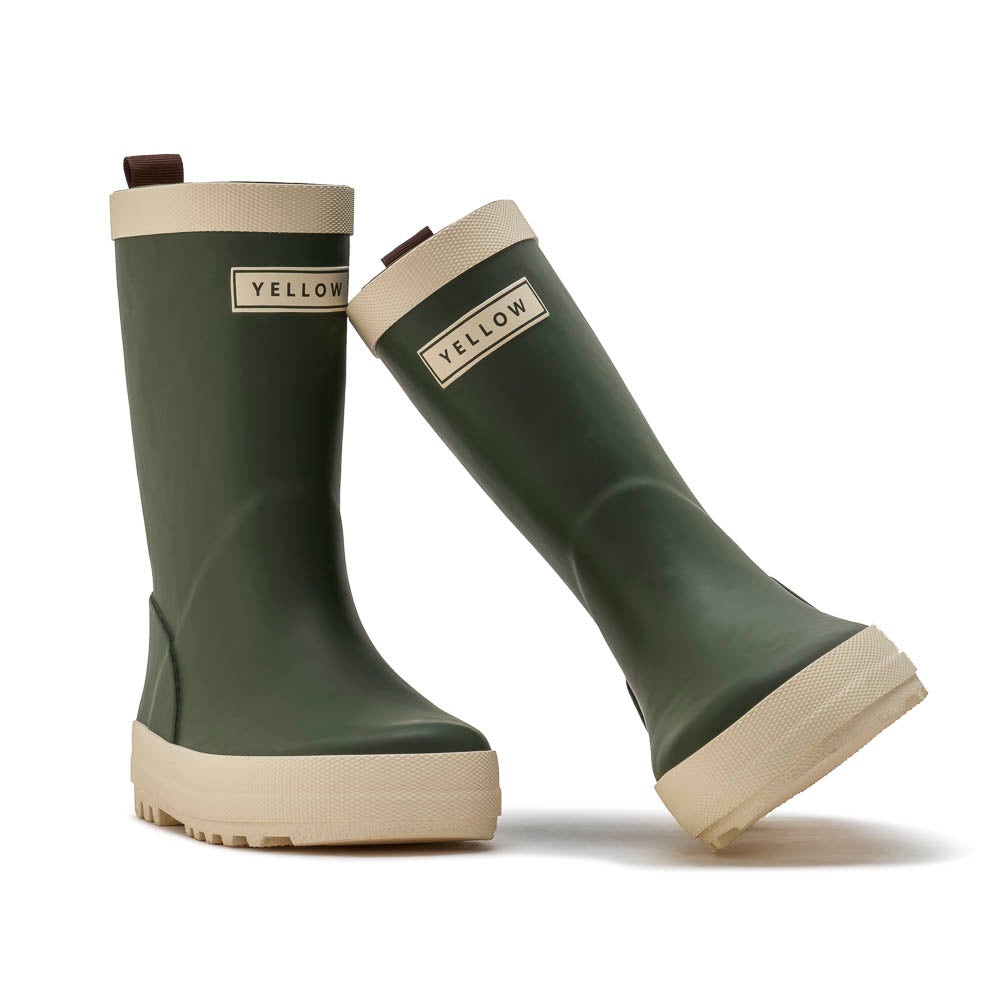 FORET Toddler Kids Rain Boots Yellow Shoes 11 green