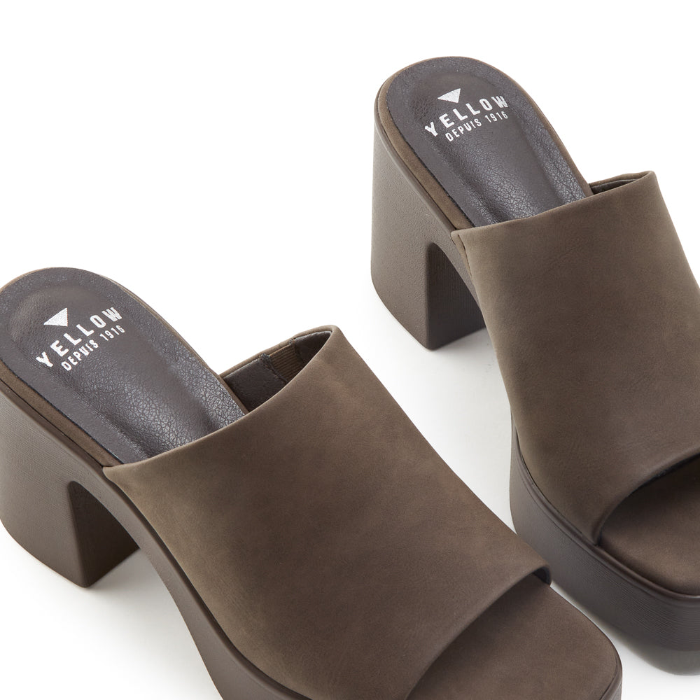 Yellow Shoes | Womens-Sandals-Dress-Med Heel/Mule | NADIA | 