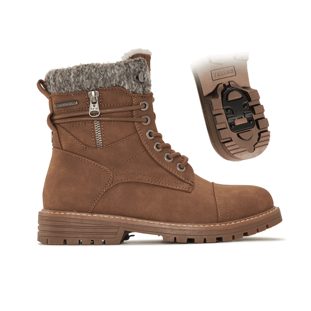 Bottes hiver femme sale avec crampons intégrés