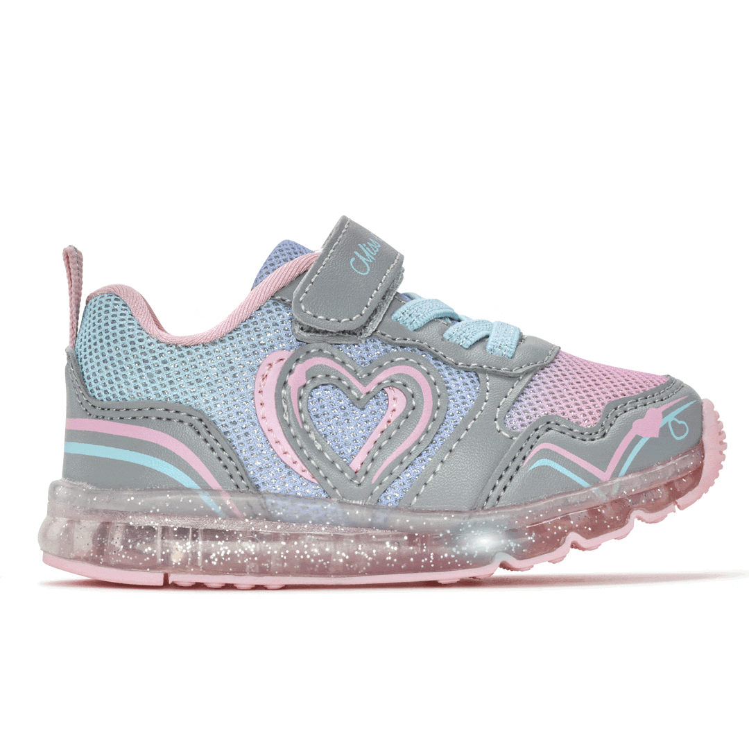 Aly Baby Girls Light Up Velcro Sneakers Yellow Shoes 7 grey