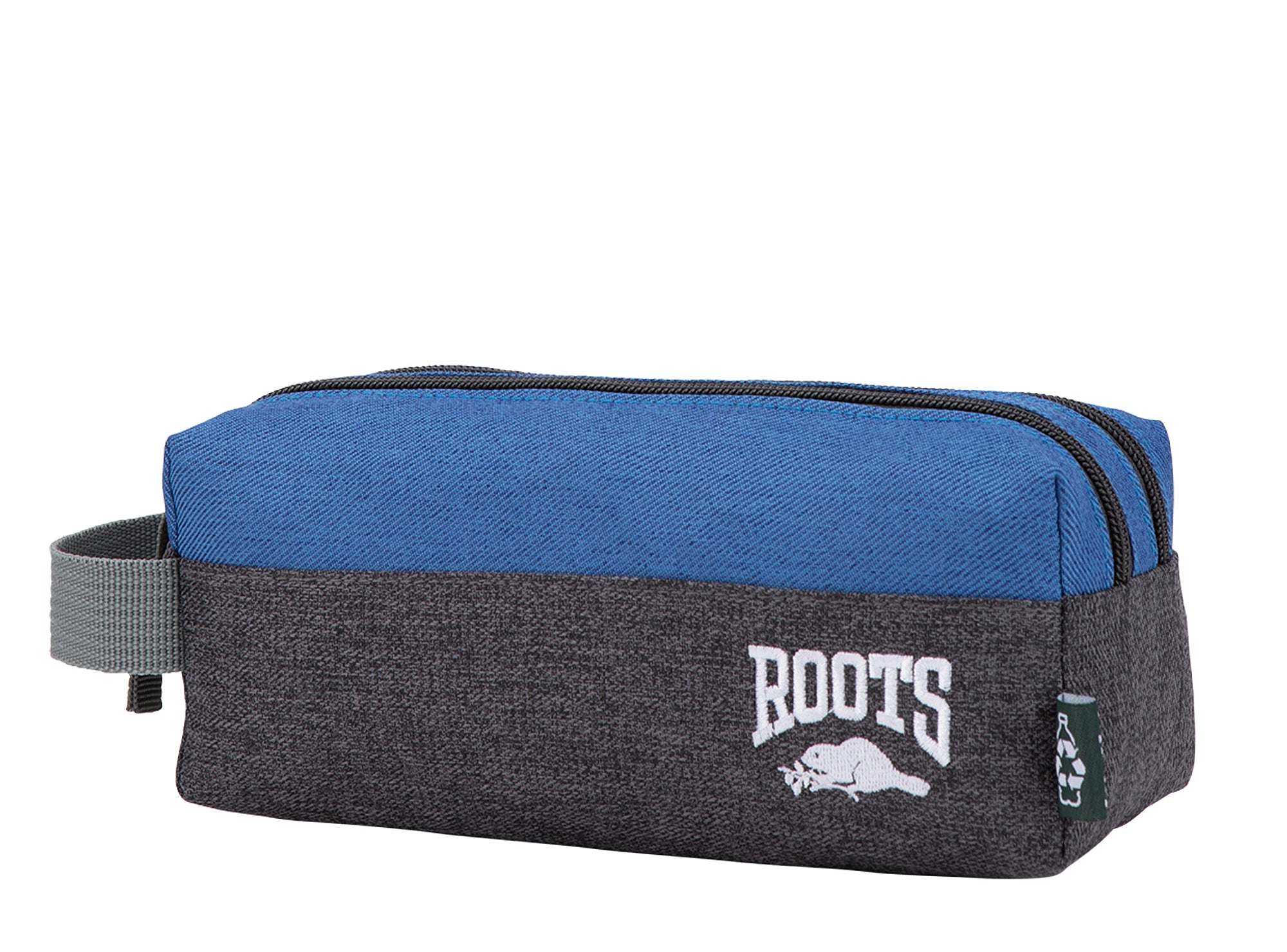 Yellow Shoes | Kids Pencil Cases | Accessories | ROOTS BLUE AND GREY 2 COMPARTMENTS PENCIL CASE | 116987-40-ROOTS_BLEU_GRIS_ETUI_A_CRAYONS_2_COMPARTIMENTS-01-116987-40-ROOTS BLUE AND GREY 2 COMPARTMENTS PENCIL CASE-Kids Pencil Cases | Accessories-Roots-Yellow Shoes